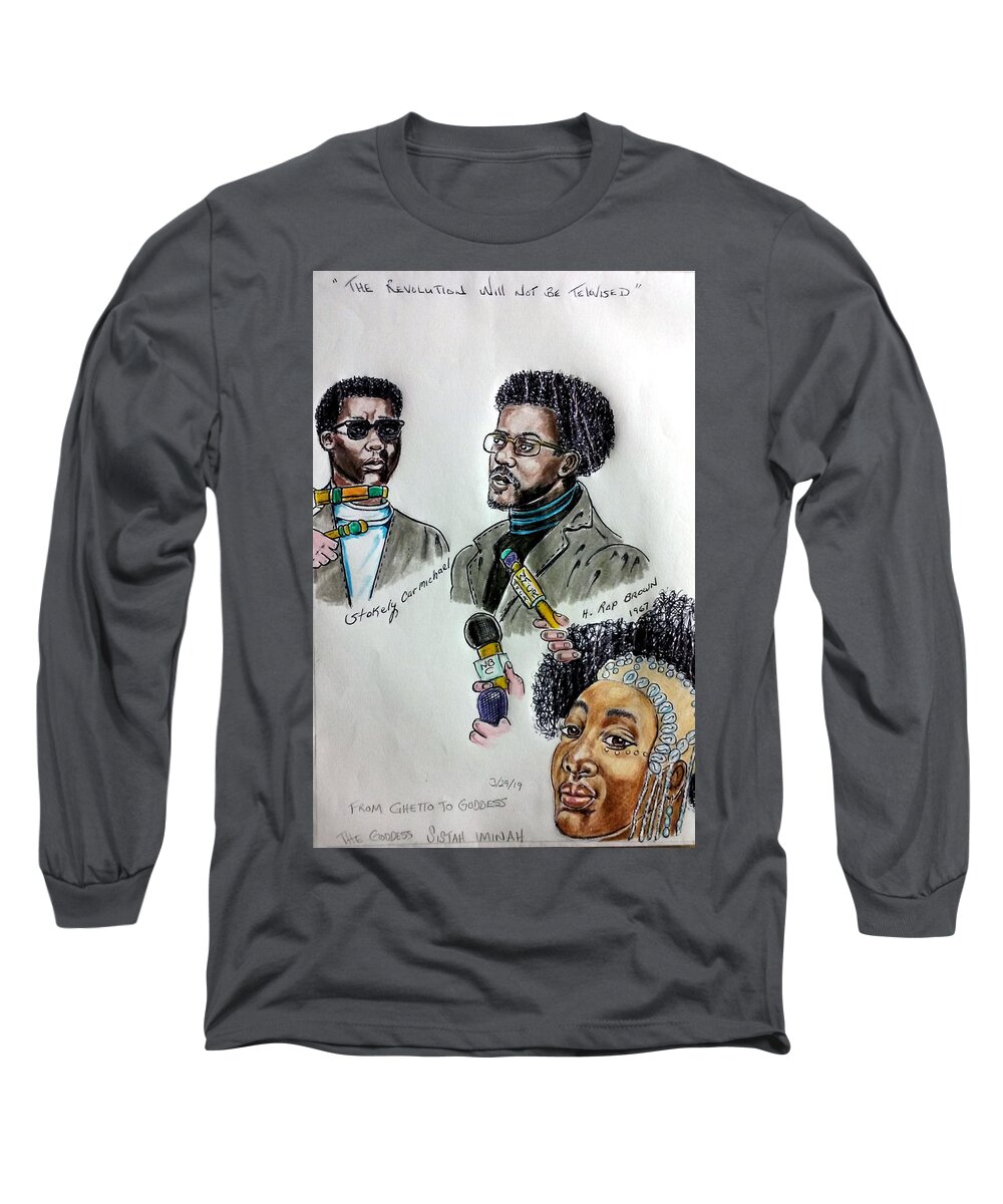 Black Art Long Sleeve T-Shirt featuring the drawing The Revolution Will Not Be Televised #1 by Joedee