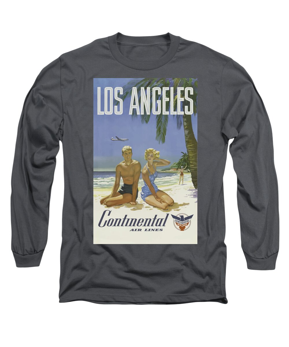 Los Long Sleeve T-Shirt featuring the painting Vintage Travel Poster - Los Angeles #1 by Esoterica Art Agency
