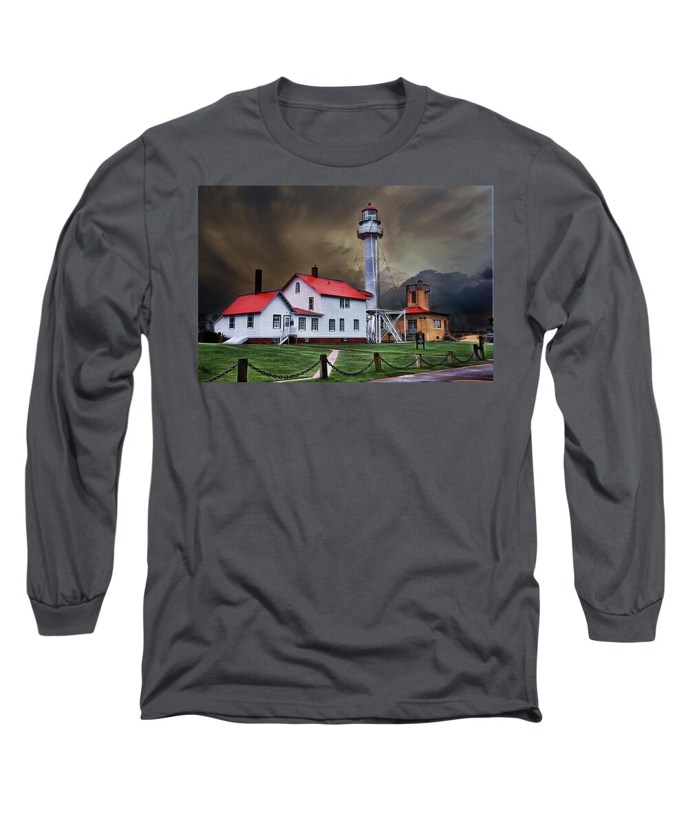 Michigan Long Sleeve T-Shirt featuring the photograph Whitefish Point Lighthouse #1 by Evie Carrier
