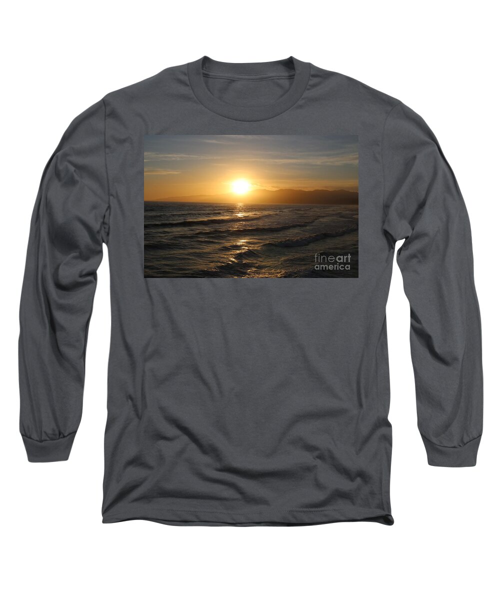 Sunset Long Sleeve T-Shirt featuring the photograph Pacific Sunset , Santa Monica, California #13 by John Shiron