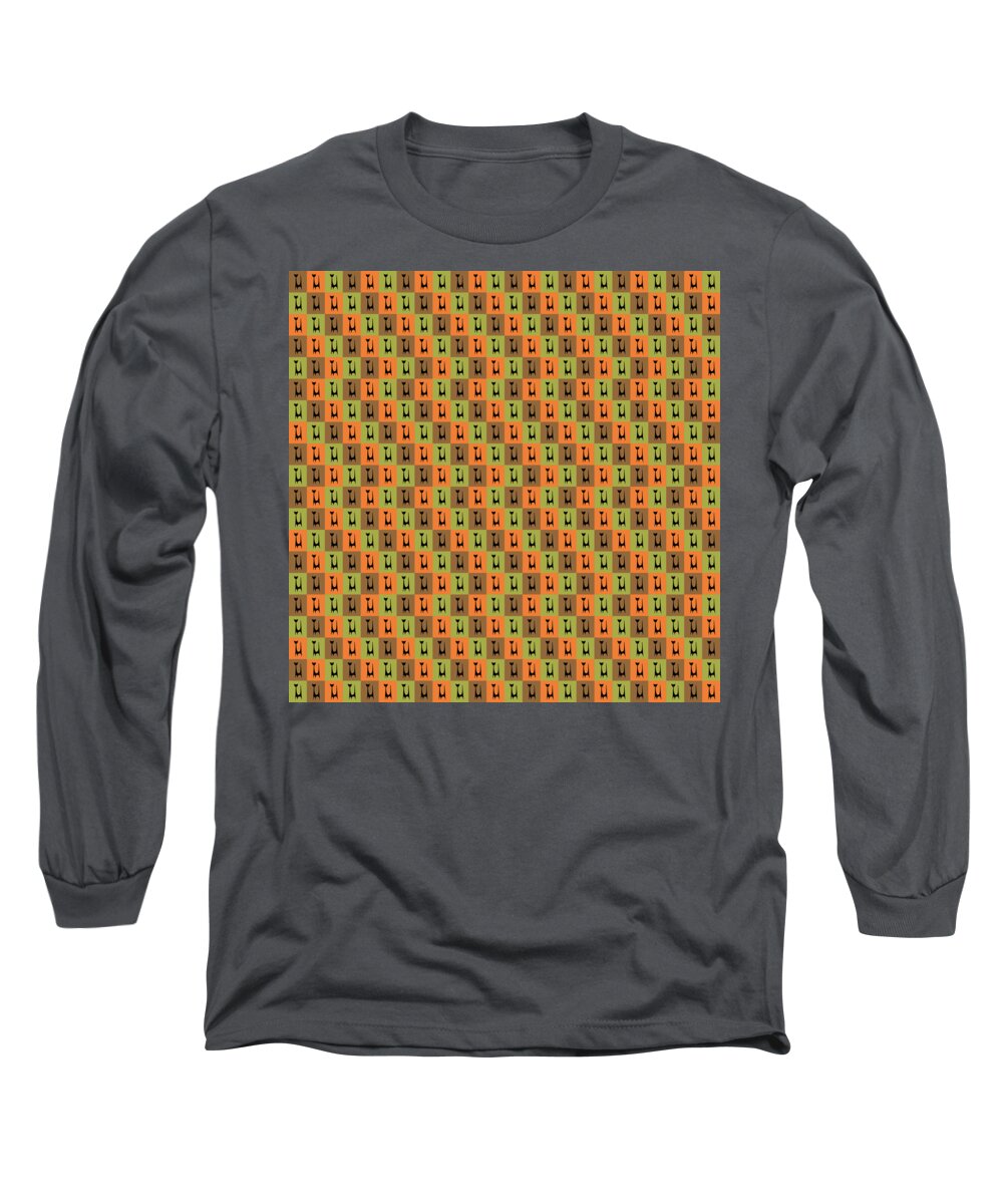 Mid Century Modern Long Sleeve T-Shirt featuring the digital art Atomic Cat 1 on Rectangles #1 by Donna Mibus