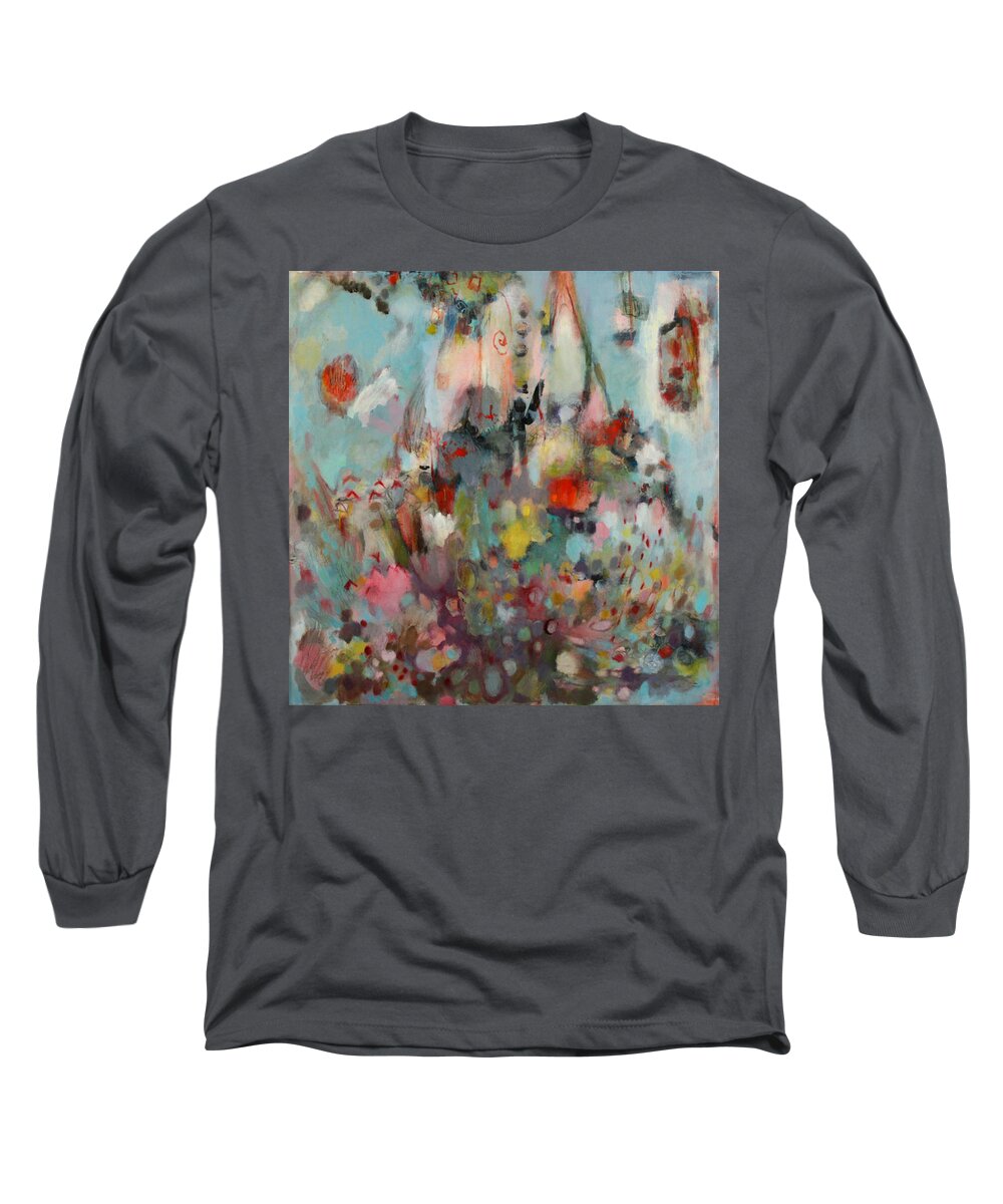 Castle Long Sleeve T-Shirt featuring the painting Castle in the Sky #2 by Janet Zoya
