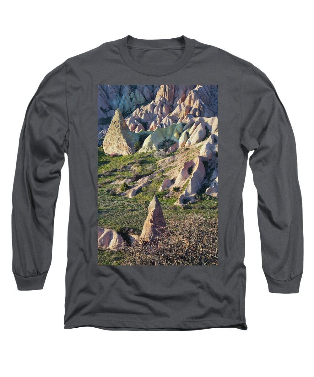 Ip_70391999 Long Sleeve T-Shirt featuring the photograph Tufa Erosion In The Rose Valley, Near Goereme, Goereme National Park, Unesco World Nature Site, Cappadocia, Anatolia, Turkey #2 by Rainer Mirau