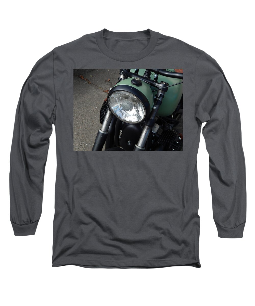 Engine Long Sleeve T-Shirt featuring the photograph Retro motorcycle and bike antique parts and elements #4 by Oleg Prokopenko