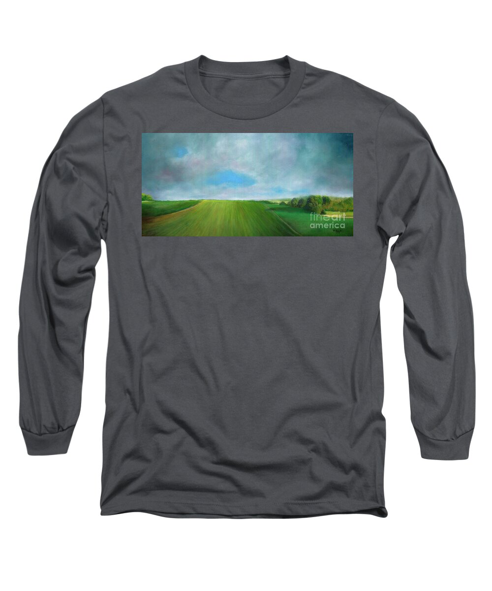 A Piece Of Sky Long Sleeve T-Shirt featuring the painting A Piece of Sky by Marlene Book
