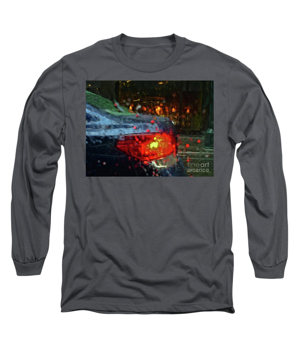 Brake Lights Long Sleeve T-Shirt featuring the photograph A Rainy Day In NYC by Jeff Breiman