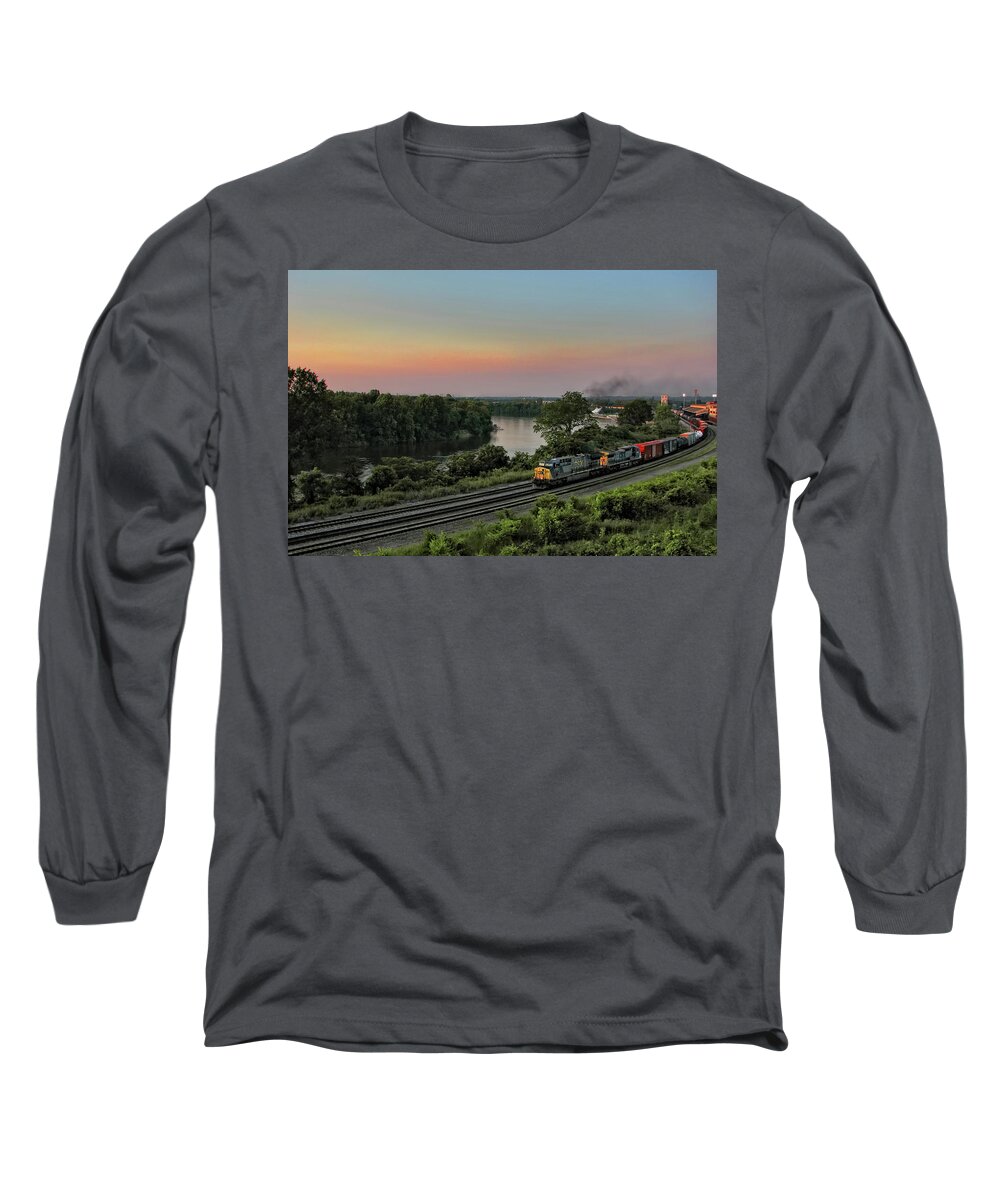 Train Long Sleeve T-Shirt featuring the photograph Alabama River Sunset by Tom Gort