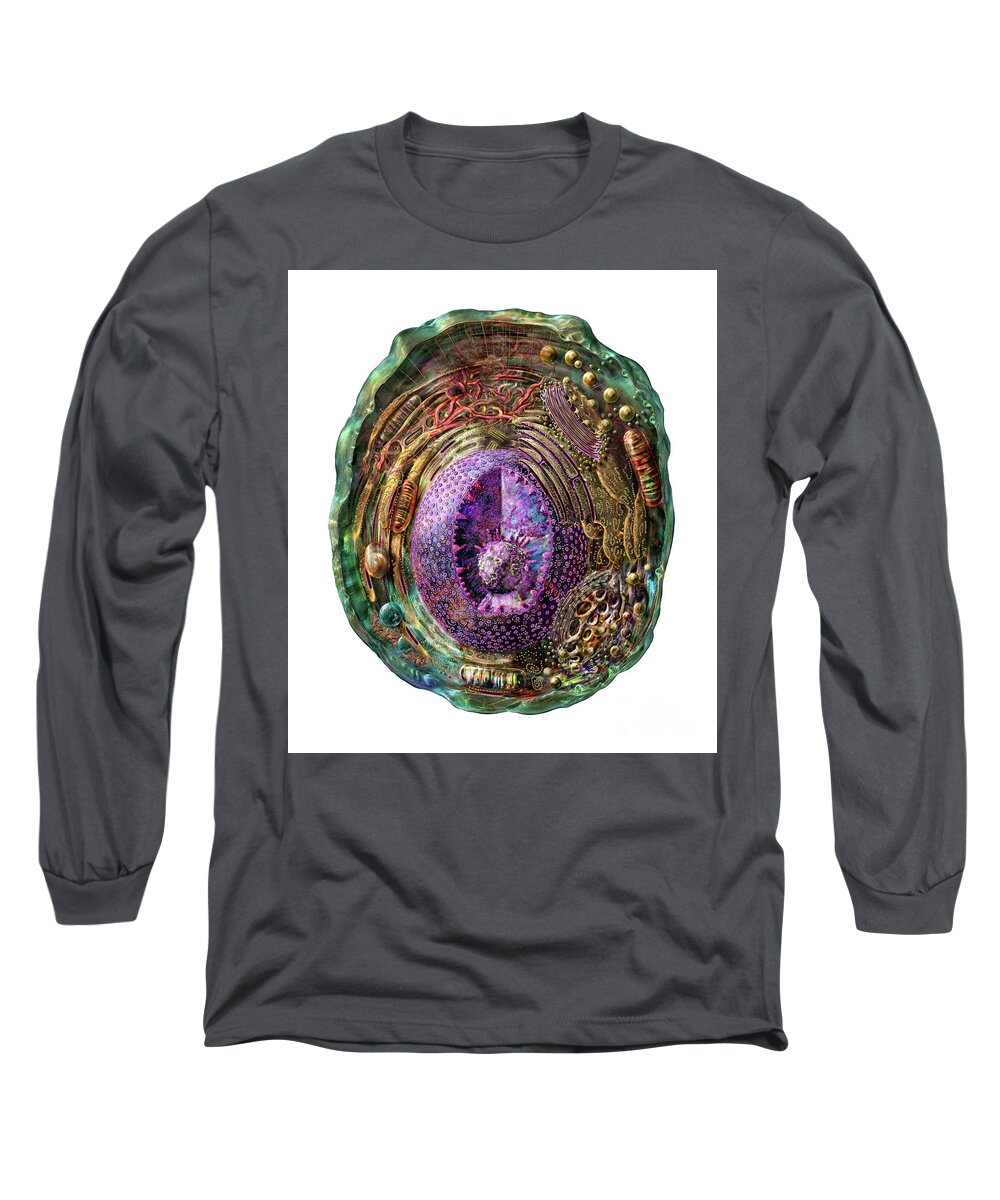 Animal Long Sleeve T-Shirt featuring the digital art Animal Cell on White by Russell Kightley