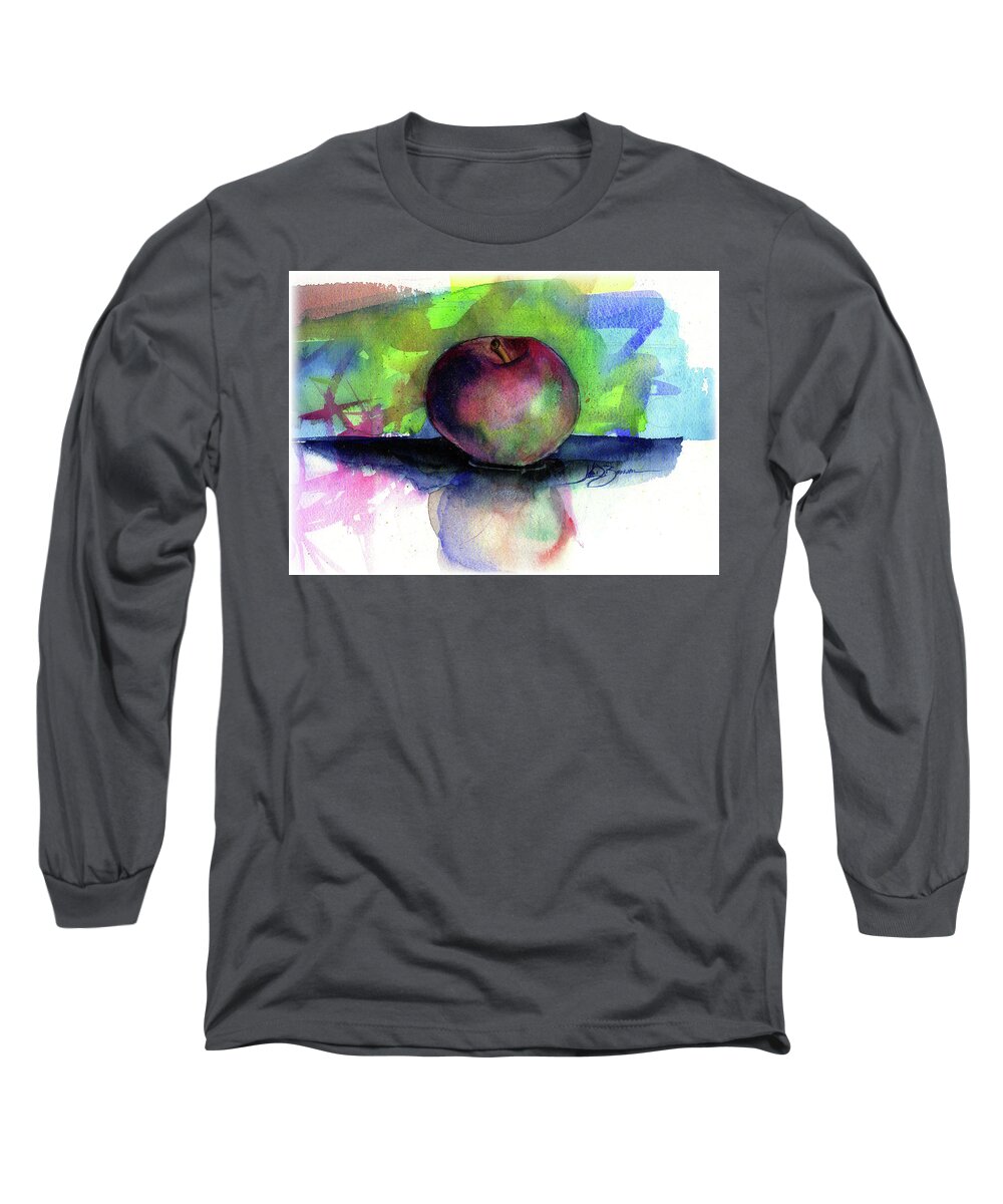 Watercolor Long Sleeve T-Shirt featuring the painting Apple by John D Benson