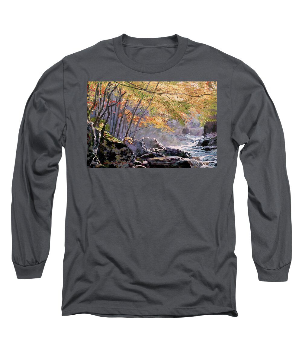 Landscape Long Sleeve T-Shirt featuring the painting Autumn Glen by David Lloyd Glover