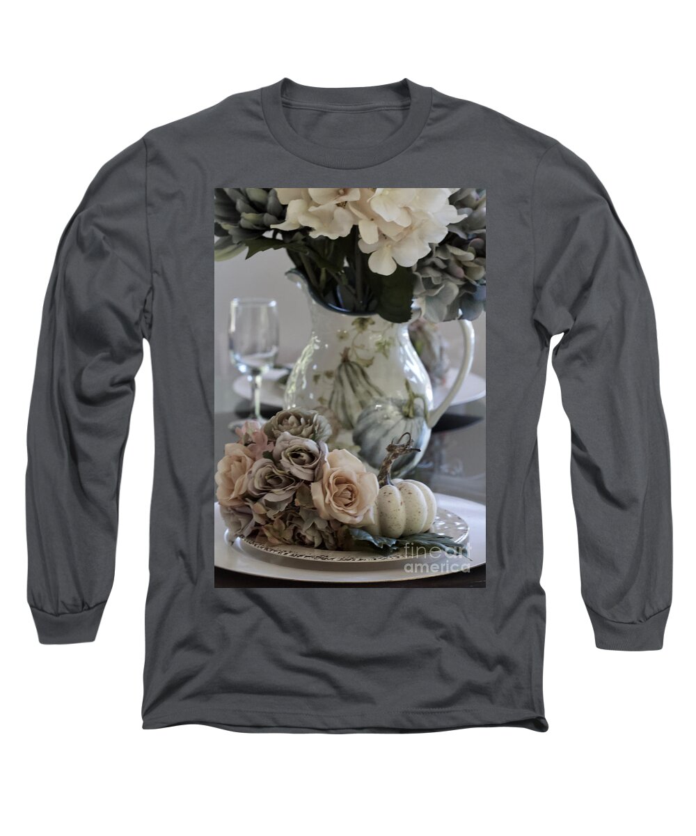 Autumn Long Sleeve T-Shirt featuring the photograph Autumn Placesetting For Two by Sherry Hallemeier