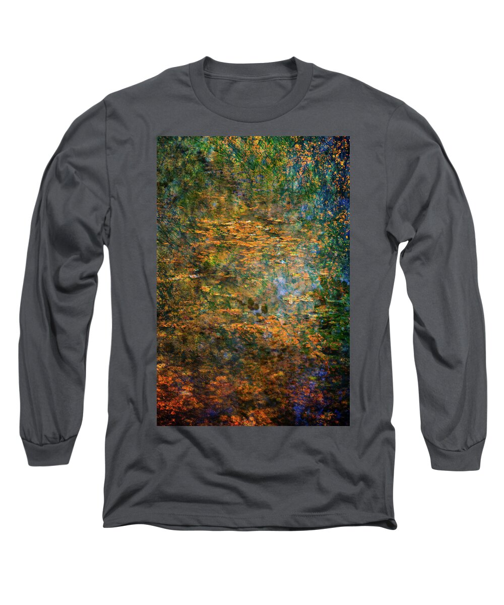 Landscape Photograph Long Sleeve T-Shirt featuring the photograph Autumn Reflections, after Monet by Anita Nicholson