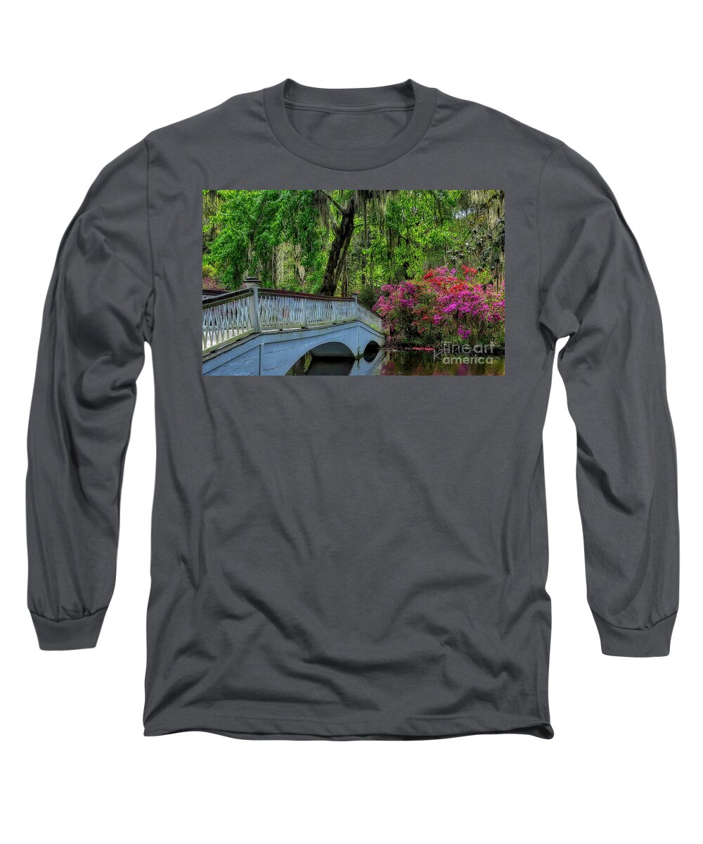 Scenic Long Sleeve T-Shirt featuring the photograph Azalea Bridge by Kathy Baccari