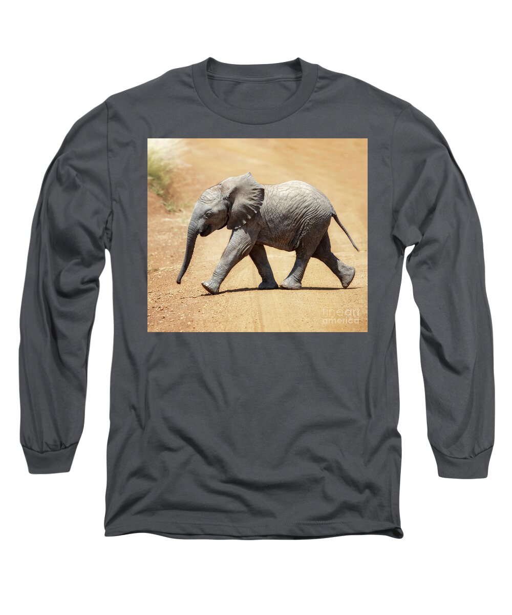 Baby Long Sleeve T-Shirt featuring the photograph Baby African elephant by Jane Rix