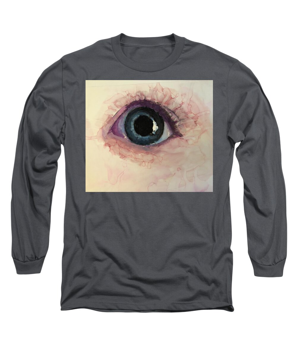 Baby Long Sleeve T-Shirt featuring the painting Baby Eye by Christy Sawyer