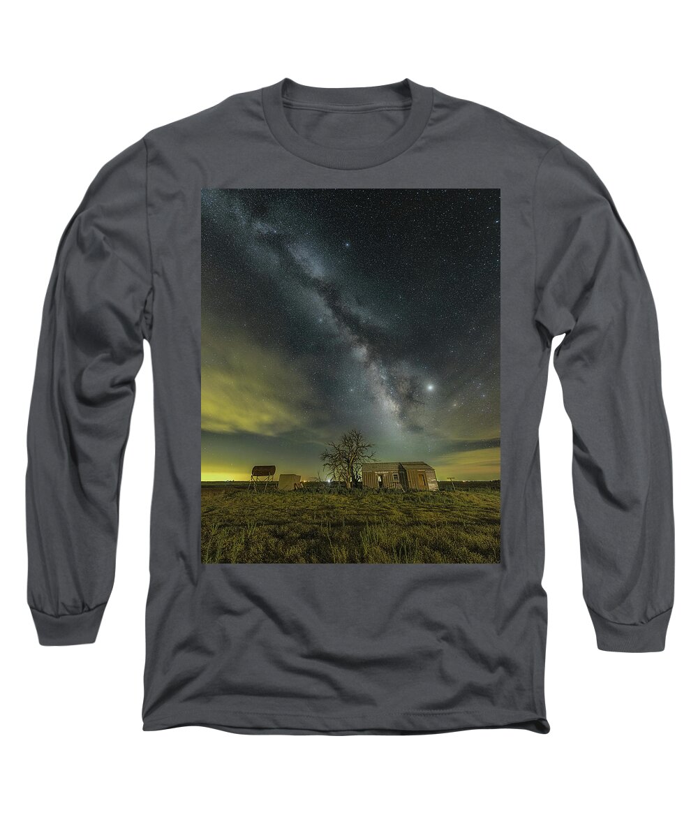 Milky Way Long Sleeve T-Shirt featuring the photograph Backyard With a View by James Clinich