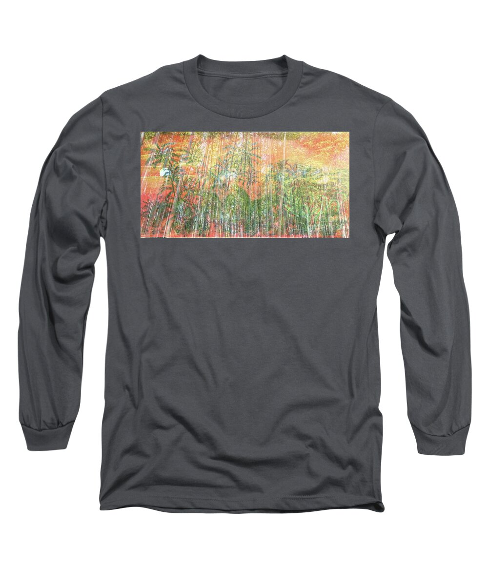 Pomakai Street Long Sleeve T-Shirt featuring the painting Bamboo Jungle overlay by Michael Silbaugh