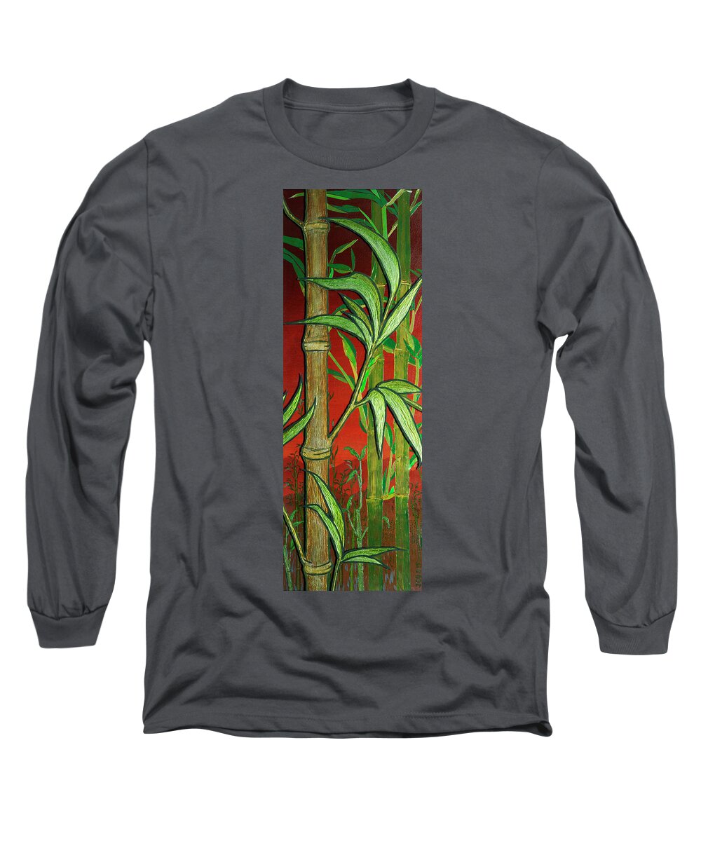 Bamboo Long Sleeve T-Shirt featuring the mixed media Bambooya by Jon Carroll Otterson