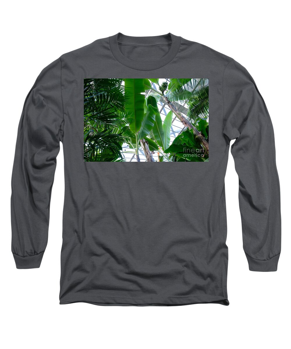 Banana Leaves In The Greenhouse By Marina Usmanskaya Long Sleeve T-Shirt featuring the photograph Banana leaves in the greenhouse by Marina Usmanskaya