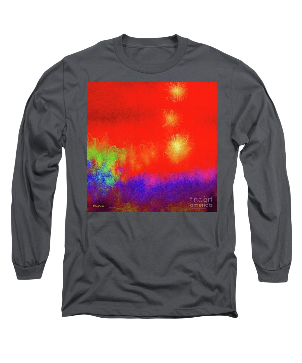 Polychromatic Long Sleeve T-Shirt featuring the mixed media Battle for the Beauty of the Sun by Aberjhani