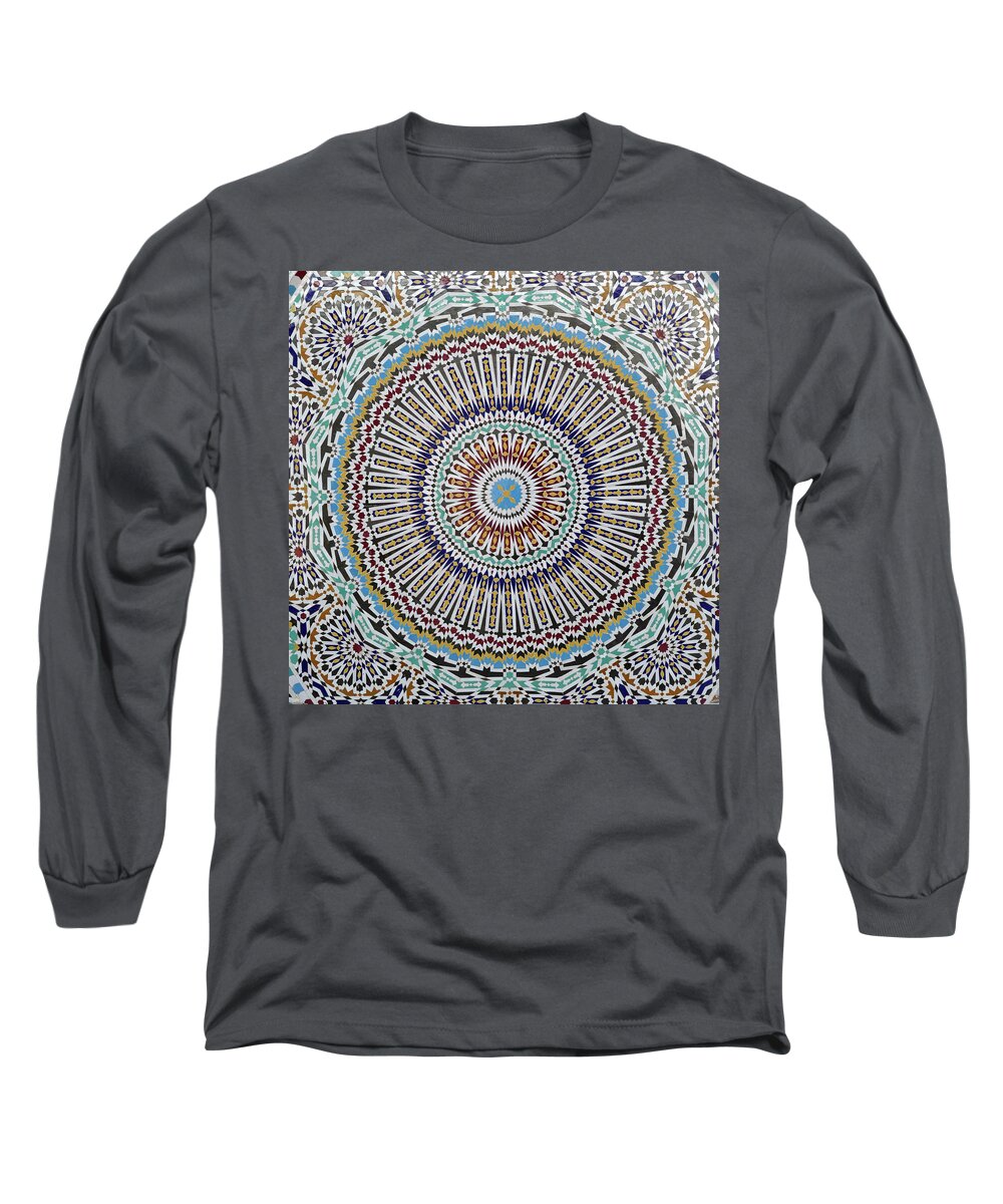Artisanal Long Sleeve T-Shirt featuring the photograph Beautiful infinity desgn mosaic fountain by Steve Estvanik