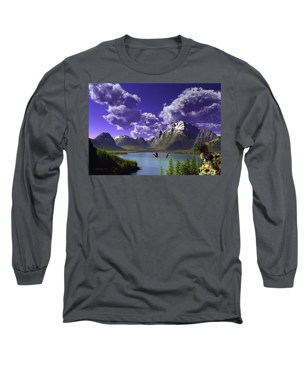 Dieter Carlton Long Sleeve T-Shirt featuring the digital art Beneath An Autumn Sky by Dieter Carlton