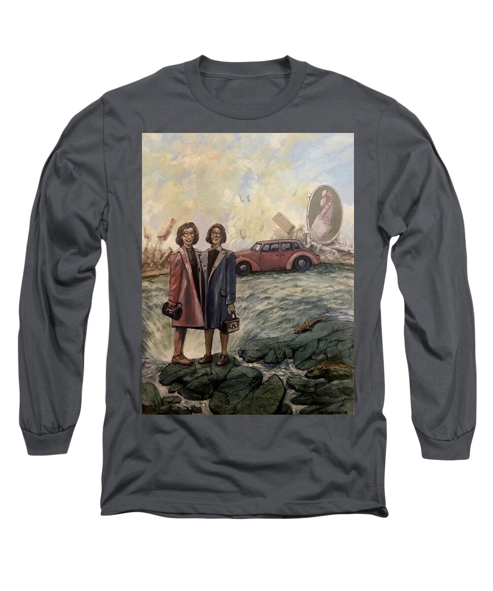 Sisters Long Sleeve T-Shirt featuring the painting Bertie and Emma's Unusual Day by William Stoneham
