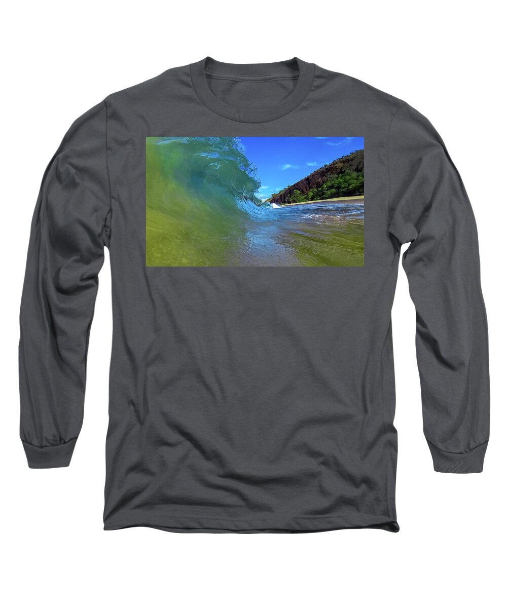 Maui Long Sleeve T-Shirt featuring the photograph Big Beach Swell by Chris Spencer