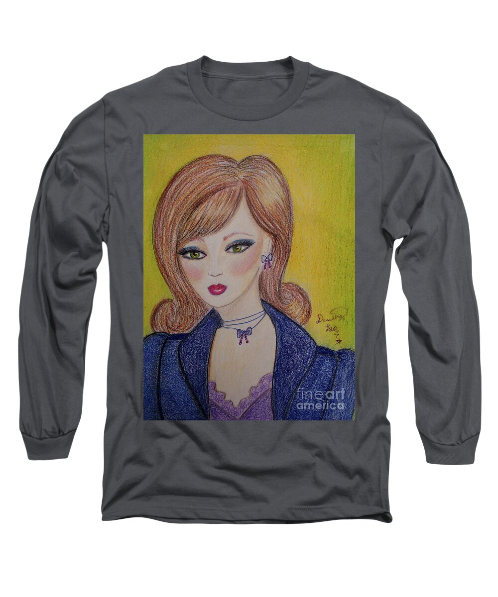 Fine Art Long Sleeve T-Shirt featuring the mixed media Big Eyes by Dorothy Lee