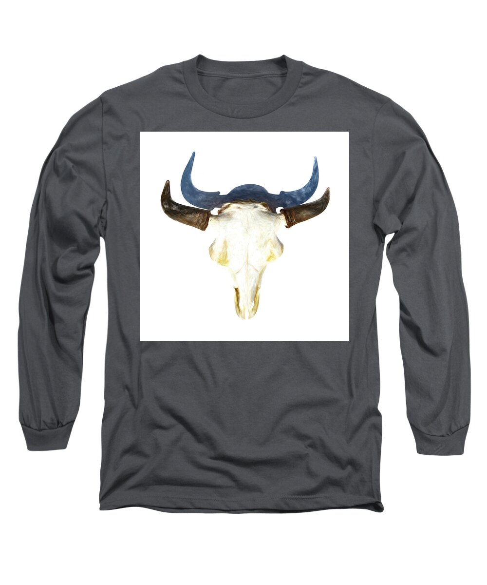 Kansas Long Sleeve T-Shirt featuring the photograph Bison Skull 003 by Rob Graham