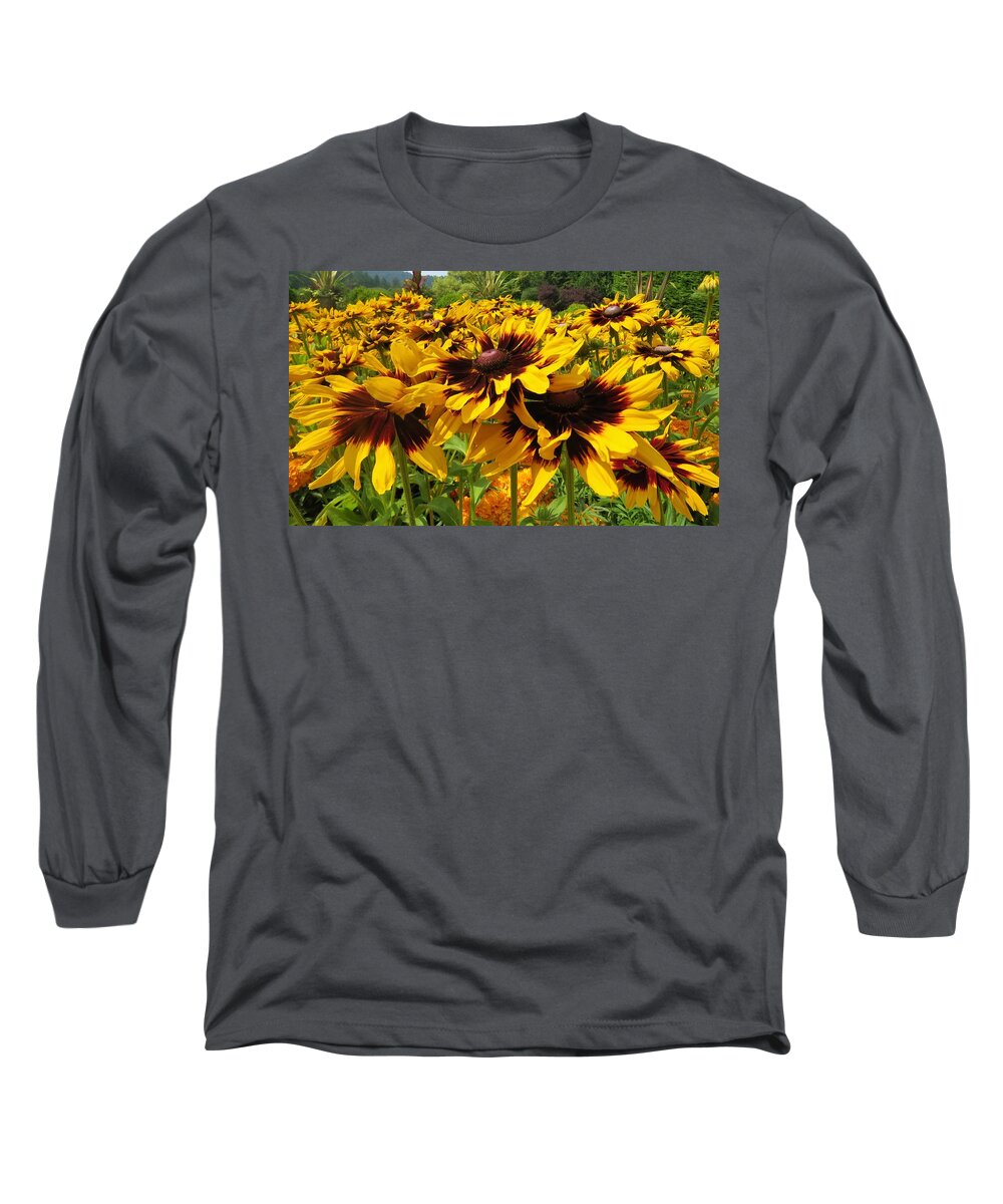 View Long Sleeve T-Shirt featuring the photograph Black-Eyed Susan In Your Face by Joan Stratton
