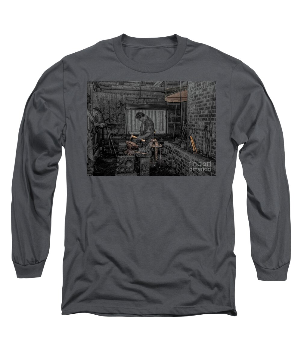Forge Long Sleeve T-Shirt featuring the digital art Black Smith by Jim Hatch
