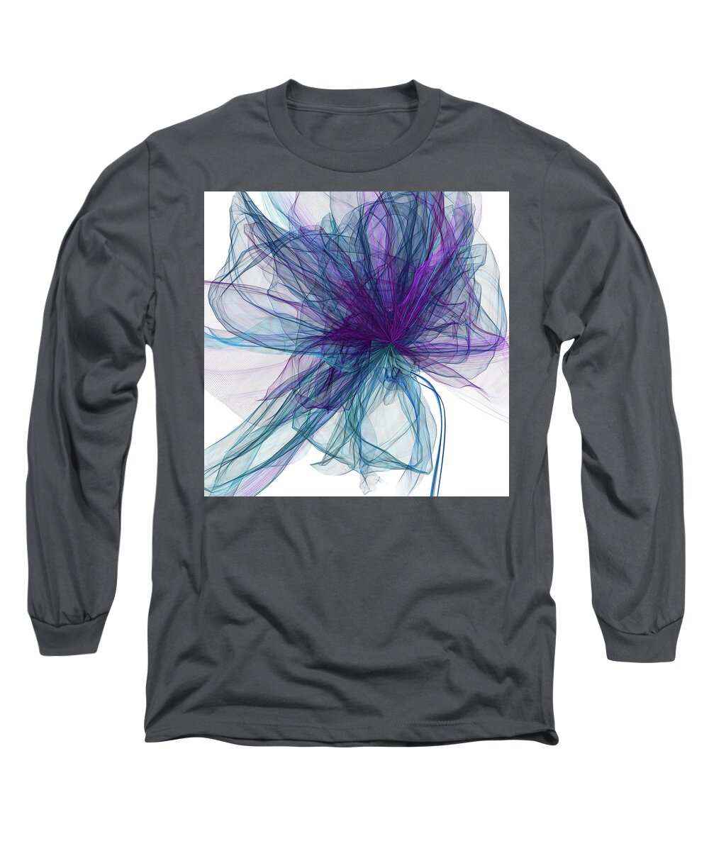 Blue And Purple Art Long Sleeve T-Shirt featuring the painting Blue And Purple Art #1 by Lourry Legarde