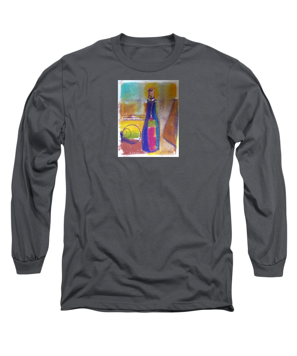 Skech Long Sleeve T-Shirt featuring the painting Blue Bottle by Suzanne Giuriati Cerny
