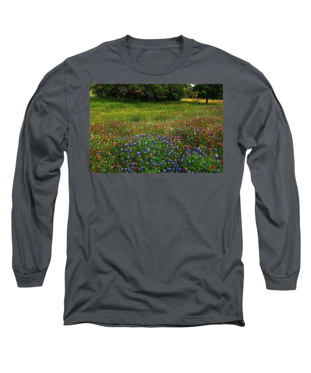 Texas Wildflowers Long Sleeve T-Shirt featuring the photograph Bluebonnet Glory by Johnny Boyd