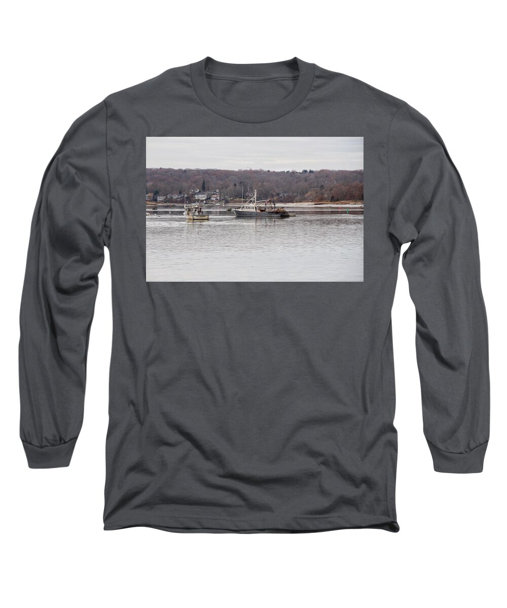 Boats Long Sleeve T-Shirt featuring the photograph Boats at Northport Harbor by Susan Jensen