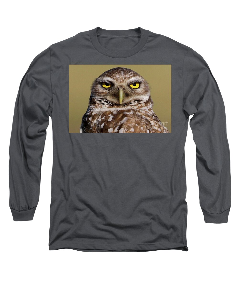 Burrowing Owl Long Sleeve T-Shirt featuring the photograph Burrowing Owl Close-up by Meg Rousher
