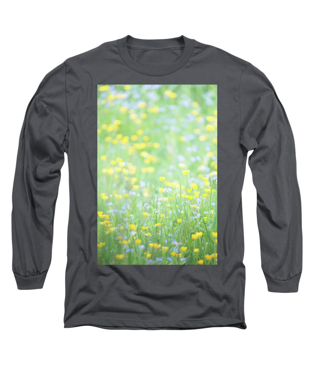  Long Sleeve T-Shirt featuring the photograph Buttercups and Forget-me-nots by Anita Nicholson
