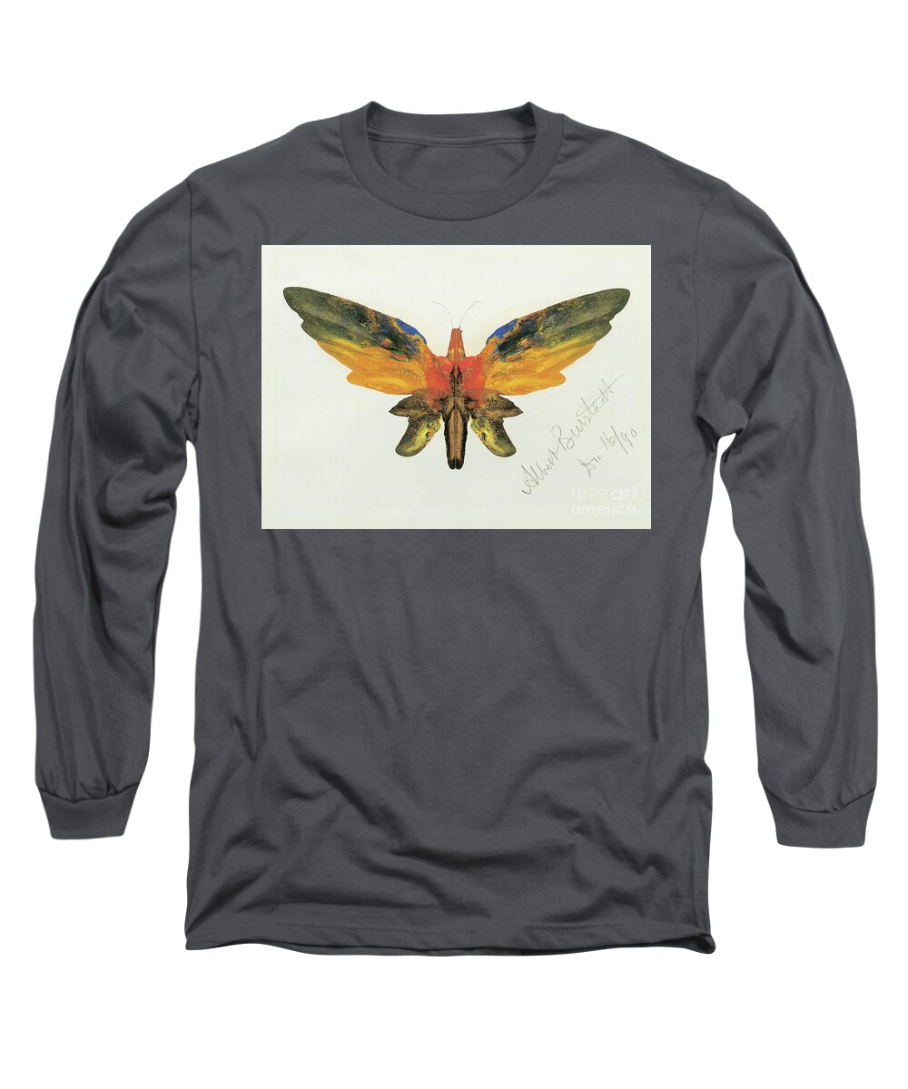 Butterflies Long Sleeve T-Shirt featuring the painting Butterfly, 1890 by Albert Bierstadt