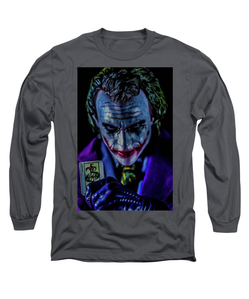 The Joker Long Sleeve T-Shirt featuring the digital art Calling Card by Jeremy Guerin