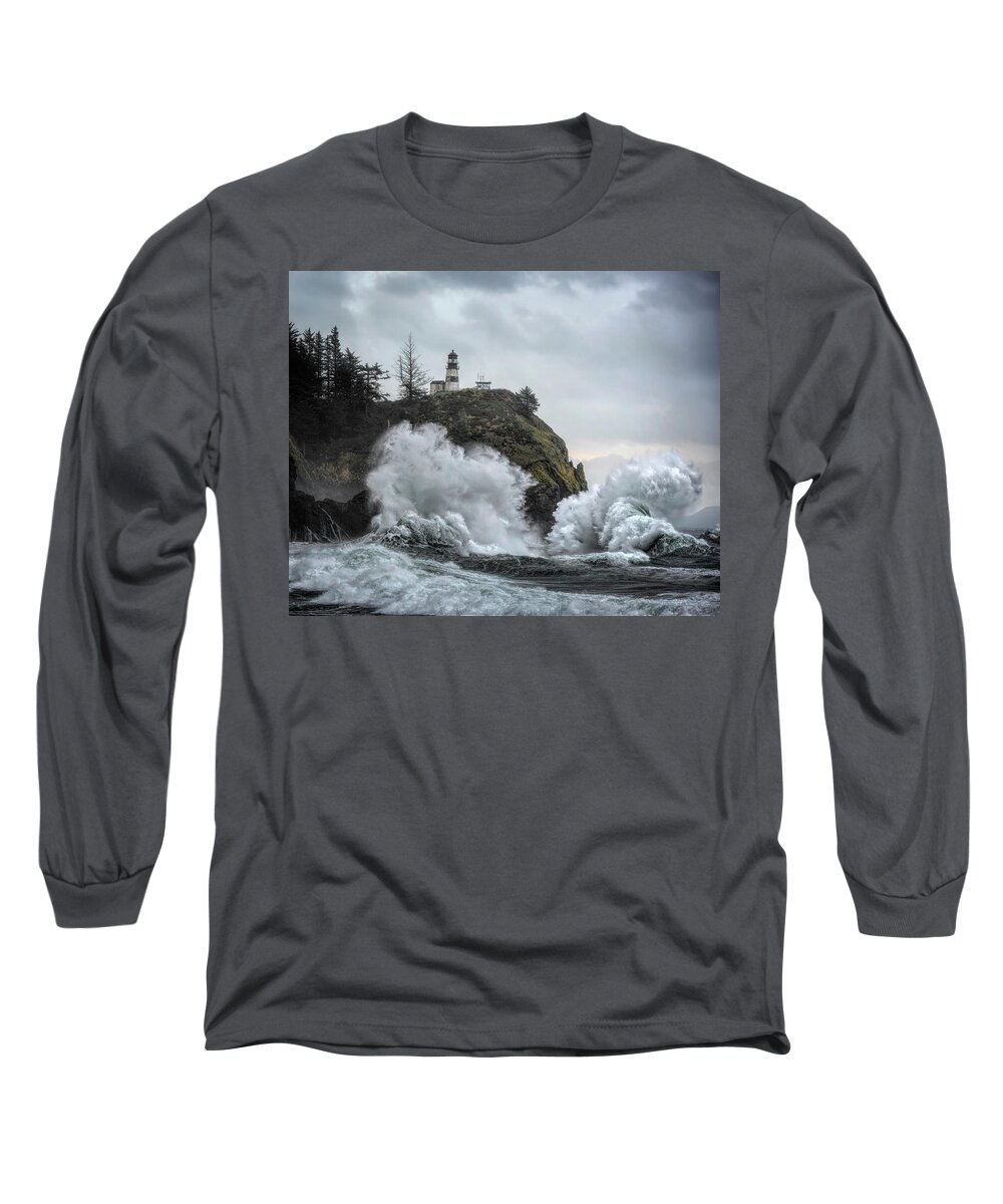 Cape Disappointment Chaos Long Sleeve T-Shirt featuring the photograph Cape Disappointment Chaos by Wes and Dotty Weber