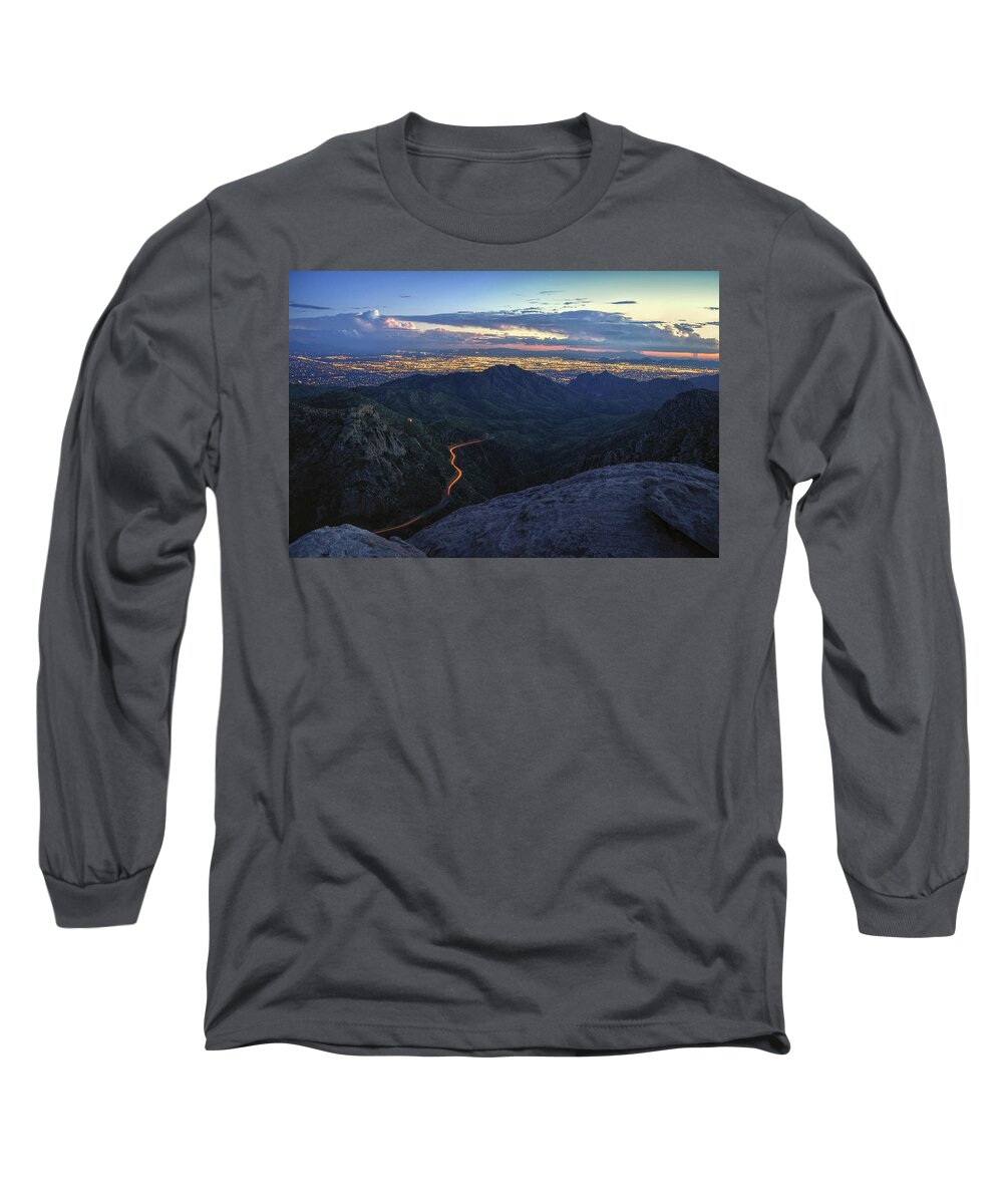 Tucson Long Sleeve T-Shirt featuring the photograph Catalina Highway and Tucson by Chance Kafka