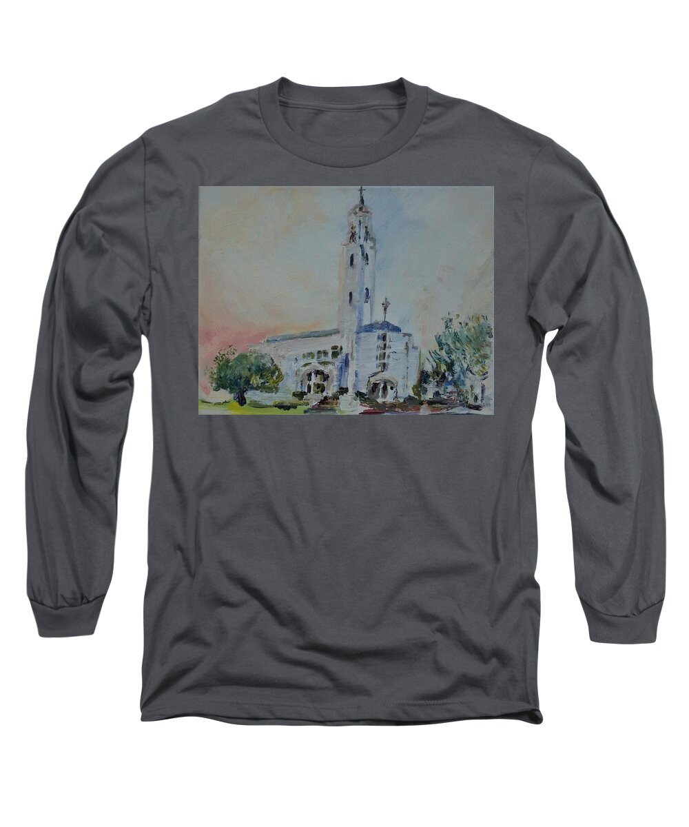 Holy Spirit Long Sleeve T-Shirt featuring the painting Cathedral of the Holy Spirit by Helen Campbell