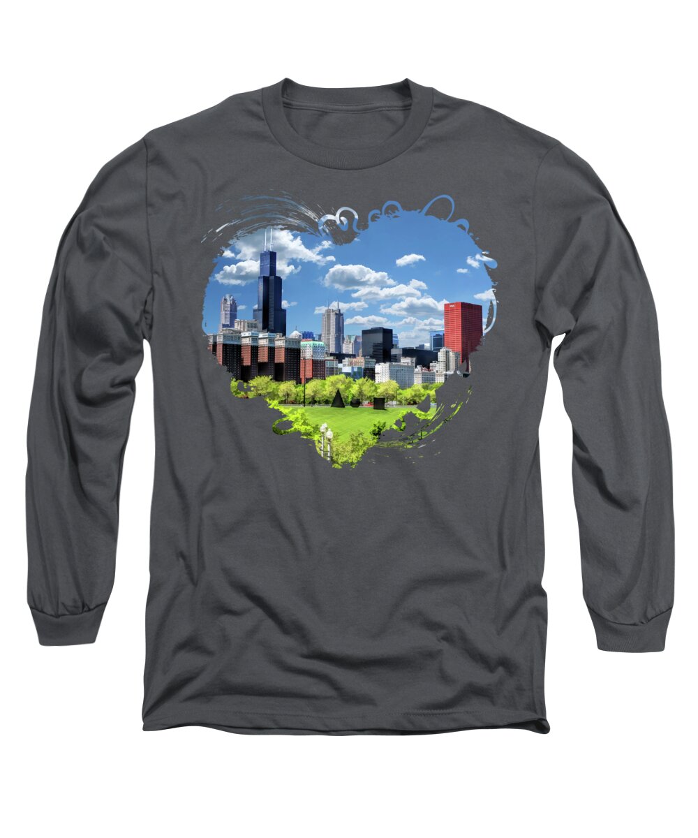 Chicago Long Sleeve T-Shirt featuring the painting Chicago Historic Michigan Avenue by Christopher Arndt