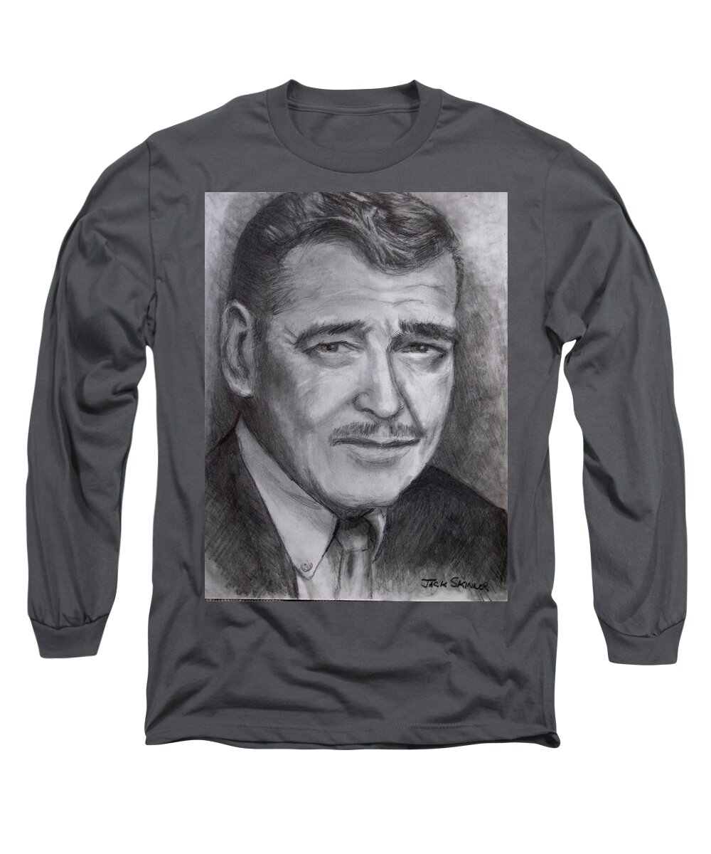  Long Sleeve T-Shirt featuring the drawing Clark by Jack Skinner