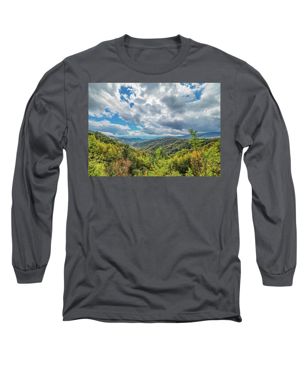 Clouds Long Sleeve T-Shirt featuring the photograph Cloudy Day in the Smokies by Peggy Blackwell