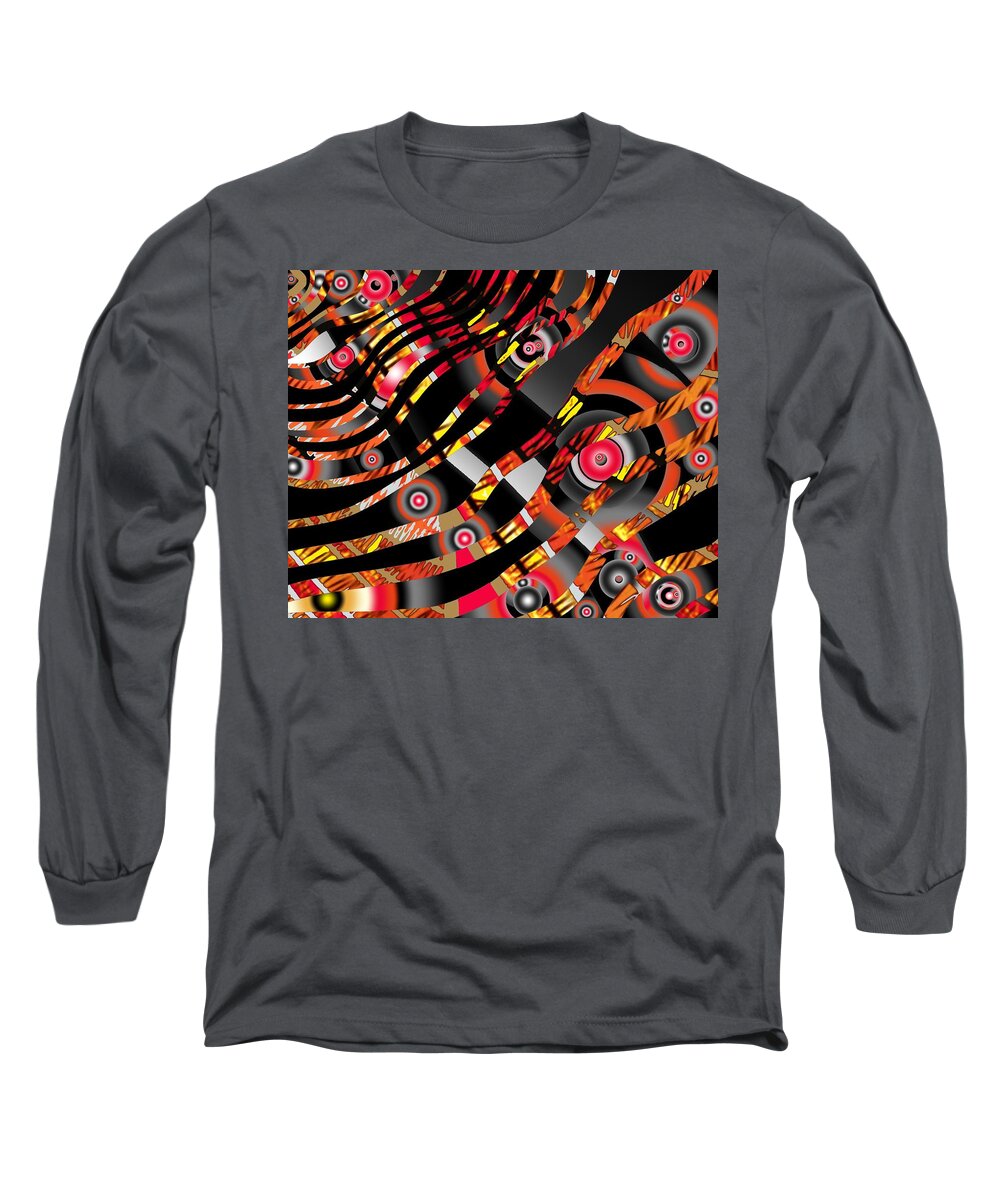 Modern Abstract Long Sleeve T-Shirt featuring the drawing Cosmic Cluster by Joan Stratton
