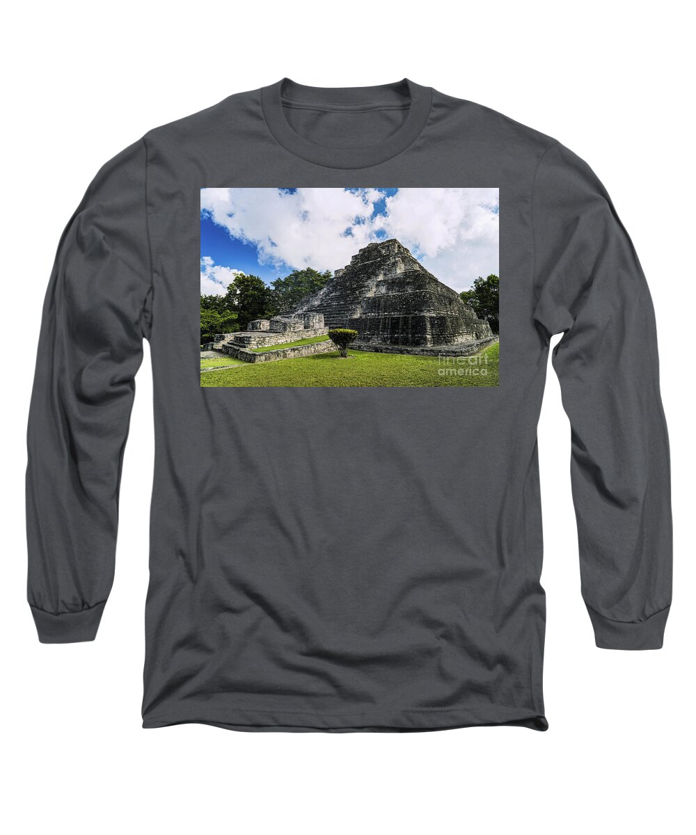 Ancient History Long Sleeve T-Shirt featuring the photograph Costa Maya Chacchoben Mayan Ruins by Bill Frische