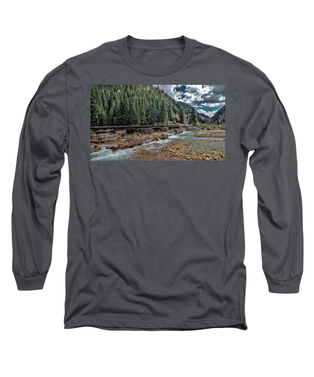 Colorado Long Sleeve T-Shirt featuring the photograph Down the Rails by Dennis Dempsie