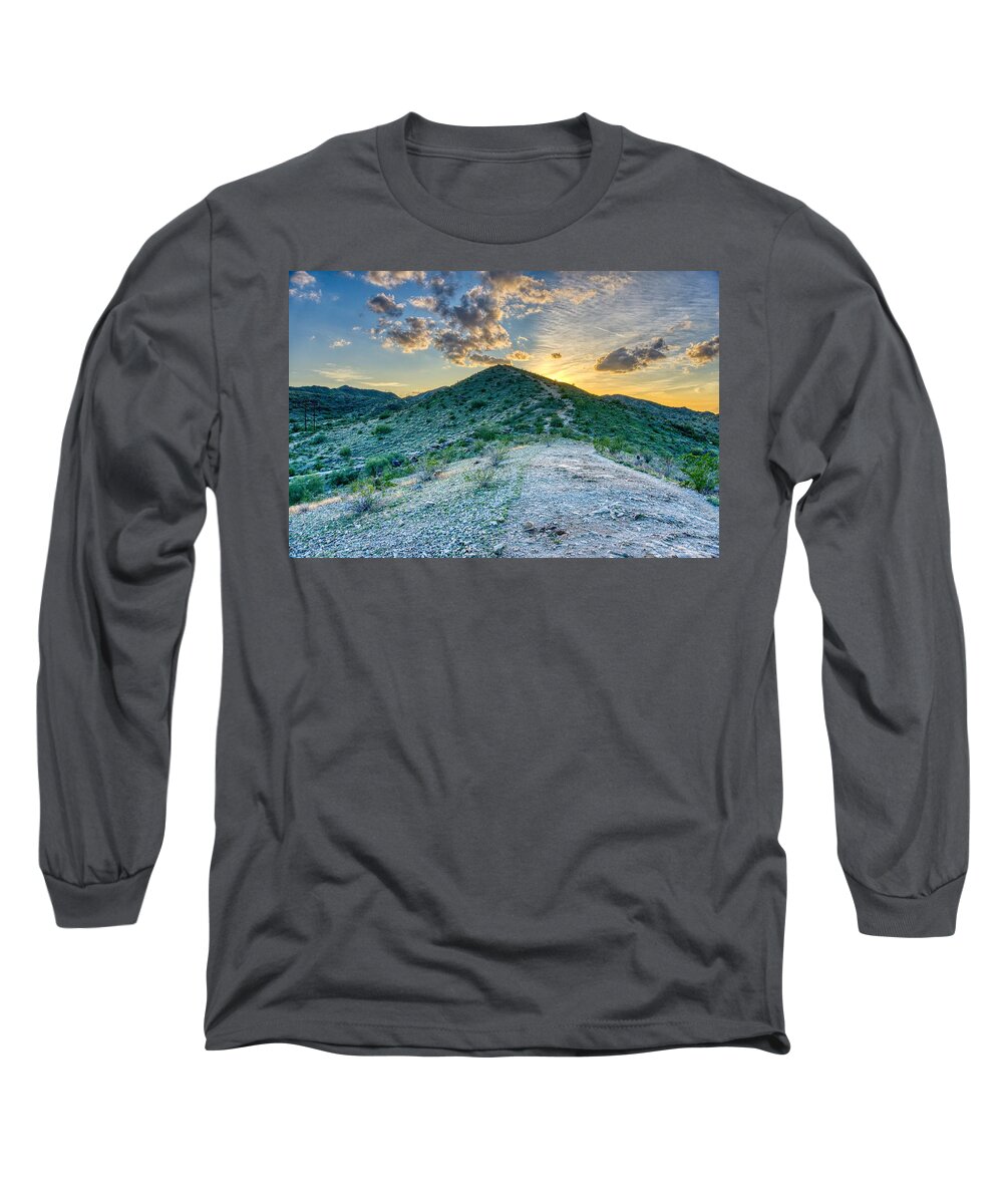 Sun Long Sleeve T-Shirt featuring the photograph Dramatic Mountain Sunset by Anthony Giammarino
